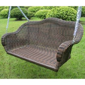 Brown Resin Wicker Porch Swing with 4-ft Hanging Chain Brown Resin Wicker Porch Swing with 4-ft Hanging Chain