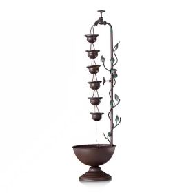 Outdoor Indoor 6-Tier Hanging Cups Water Fountain in Bronze Finish Outdoor Indoor 6-Tier Hanging Cups Water Fountain in Bronze Finish
