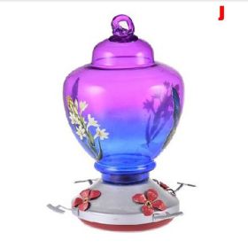 Hummingbird Feeder for Outdoors Hand Blown Colorful Glass Feeder with Ant Moat Gardening Supplies Bird Feeder Ant Proof (Color: j) Hummingbird Feeder for Outdoors Hand Blown Colorful Glass Feeder with Ant Moat Gardening Supplies Bird Feeder Ant Proof (Color: j)